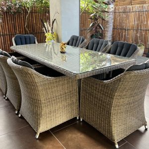 Liverpool 9 Piece Wicker Outdoor Dining Setting Rectangle