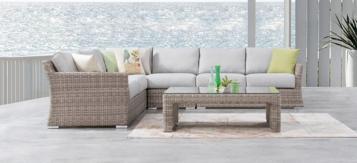 Savannah Outdoor Synthetic Cane 2 3 L shape lounge 